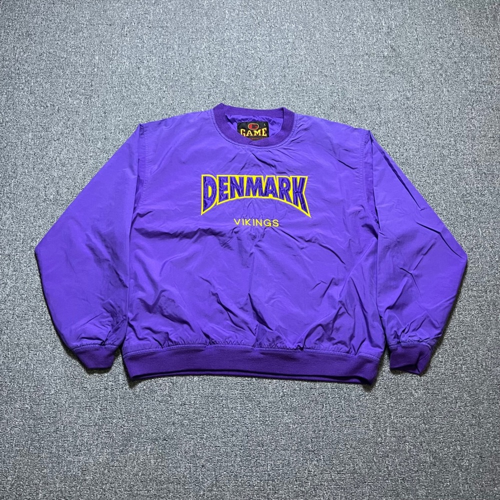 Vintage Game Sportswear Denmark Vikings‎ Windbreaker Size L Purple Pullover 90s